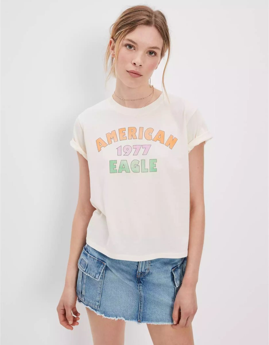 T Shirts American Eagle AE Graphique Tee Blanche Femme | EWA-02930826